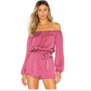 Superdown Pink polka dot romper
